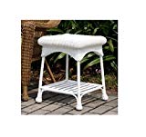 Wicker Lane Outdoor White Wicker Patio Furniture End Table