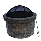 Peaktop Outdoor Round Stone Fire Pit with Cover, 26.5″ x 23″ Review