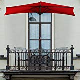 Pure Garden 9? Half Round Patio Umbrella, Red For Sale