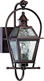 French Quarter One Light Outdoor Wall Lantern with Clear Hurricane Glass Shade in Oiled Bronze For Sale
