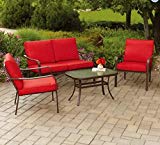 Cheap Mainstays Stanton Cushioned 4-Piece Patio Conversation Set, Seats 4 (Red)