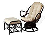 Cheap SunBear Furniture Lounge Set of 2: Swivel Rocking Java Chair Natural Rattan Wicker Handmade and Ottoman Krit with Cream Cushion, Dark Brown Cheap SunBear Furniture Lounge Set of 2: Swivel Rocking Java Chair Natural Rattan Wicker Handmade and Ottoman Krit with Cream Cushion, Dark Brown