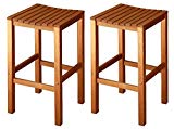Cheap LuuNguyen Joe Outdoor Hardwood Bar Height Chair Natural Wood Finish, Set of 2