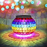 Solar Lights, BESWILL Color Changing Mosaic Glass Ball LED Solar Garden Lights,Rechargeable Waterproof Solar Table Lights with 2 Lighting Modes for Garden Yard Home Decoration and Ideal Gift(Star)