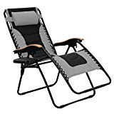 PHI VILLA Oversize XL Padded Zero Gravity Lounge Chair Patio Adjustable Recliner Wooden Armrest with Cup Holder, Grey Review PHI VILLA Oversize XL Padded Zero Gravity Lounge Chair Patio Adjustable Recliner Wooden Armrest with Cup Holder, Grey Review