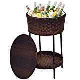 Giantex Outdoor Cooler Ice Bucket Patio Wicker Storage Poolside Deck Beverage Cooler Table with Lid Brown Giantex Outdoor Cooler Ice Bucket Patio Wicker Storage Poolside Deck Beverage Cooler Table with Lid Brown