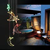 BALANSOHO Solar Mobile Wind Chimes Moon Star Color-Changing Waterproof LED Hanging Lamp Night Lights for Outdoor Gardening Home Decoration For Sale