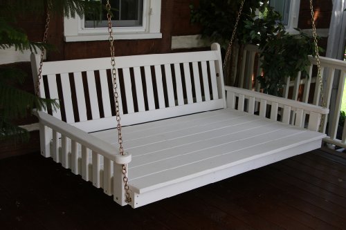 Cheap Outdoor 6′ Traditional English Swing Bed – Oversized Porch Swing – PAINTED- Amish Made USA -White