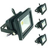 QUANS 10W 12V 24V DC AC LED Flood light Lamp Floodlight Security Outdoor Waterproof Ultra Bright Black, 4PCS Warm White Review