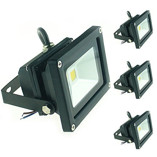QUANS 10W 12V 24V DC AC LED Flood light Lamp Floodlight Security Outdoor Waterproof Ultra Bright Black, 4PCS Warm White Review