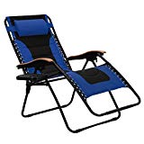 PHI VILLA Oversize XL Padded Zero Gravity Lounge Chair Wider Armrest Adjustable Recliner with Cup Holder, Support 350 LBS, Blue Review