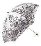 Cheap Apiidoo Twice Folding Gothic Umbrella 3D Flowers Embroidery Lace Sun UV Parasol Gray