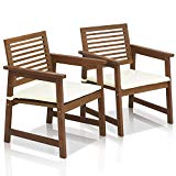 Furinno Tioman Hardwood Outdoor Armchair with Cushion, Set of Two Furinno Tioman Hardwood Outdoor Armchair with Cushion, Set of Two