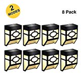 Greluna Solar Wall Lights Outdoor, 2 Modes Solar Led Waterproof Lighting for Deck, Fence, Patio, Front Door, Stair, Landscape, Yard and Driveway Path,Warm White/Color Changing,Pack of 8 For Sale