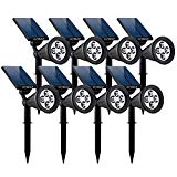 GOBULB Outdoor Solar Spot Lights | 8 Pack Waterproof Solar Spot Lights | Adjustable Wall & in-Ground Solar Lights | Auto On-Off Landscape Light | Perfect Security Lights for Yard Garden Driveway Pool Review