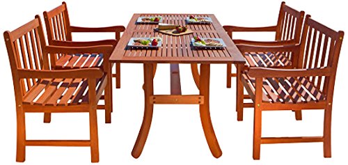 Malibu V189SET5 Eco-Friendly 5 Piece Wood Outdoor Dining Set