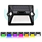 Solar Motion Sensor Security Light, Super Bright Wireless Waterproof 7-Color LED 140 LM Night Light Twin Sensor 180° Range Wall Light Outdoor Garden Yard Fence Driveway Shed Garage Christmas (1 Pack)