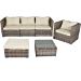 Sunnydaze 6-Piece Sofa Boa Vista Wicker Rattan Outdoor Patio Furniture Set with Beige Cushions