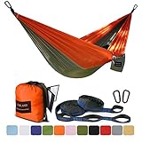 FARLAND Outdoor Camping Hammock – Portable Anti-Fade Nylon Double Hammock with 2 Piece 16 Loop Straps Parachute Lightweight Hammock for Hiking Backpacking For Sale