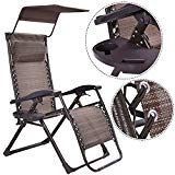 Foldable Zero Gravity Chair Lounge Patio Outdoor Yard Recliner w/ Sunshade+Tray Review
