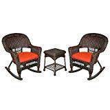 Jeco W00201R-A_2-RCES018 3 Piece Rocker Wicker Chair Set with Red Cushion, Espresso Review