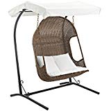 Cheap Modway Vantage Outdoor Patio Wood Swing Chair, Brown White