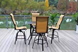 Pebble Lane Living 5pc Cast Aluminum Swivel Patio Bar Dining Furniture Set – Bronze For Sale