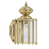 Sea Gull Lighting 8507-02 Classico One-Light Outdoor Wall Lantern with Clear Beveled Glass Panels, Polished Brass Finish