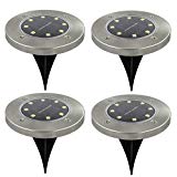 4-Pack Solar Ground Lights outdoor 8 LED, floor inground disc lighting, bright circular disc For Sale