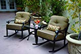 Cheap Darlee Nassau 3-Piece Classic Club Rocker Chair Set/Seat, Back Cushions and 24-Inch Glass Top End Table, Antique Bronze