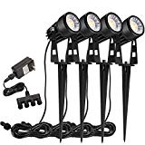 B-right 4 X 3W Outdoor Landscape Spotlights 4-in-1 Landscape Lighting with Stand Spike LED Pathway Lights 12V Low Voltage Waterproof for Lawn Patio Pathway Tree, Warm White, UL Plug