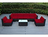 Ohana 7-Piece Outdoor Patio Furniture Sectional Conversation Set, Black Wicker with Red Cushions – No Assembly with Free Patio Cover Review