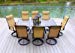 9pc Cast Aluminum Swivel Patio Furniture Dining Set with Slat Top Table - Bronze