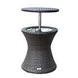 PatioPost Cool Table PE Wicker Style Outdoor Patio Pool Cooler Bar, Brown Review