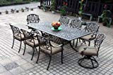 Darlee Elisabeth Cast Aluminum 9 Piece Dining Set with Seat Cushions, 44 Darlee Elisabeth Cast Aluminum 9 Piece Dining Set with Seat Cushions, 44
