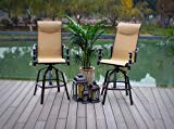 Cheap Pebble Lane Living Set of 2 Sorrento Aluminum Patio Swivel Bar Height Stools with Back