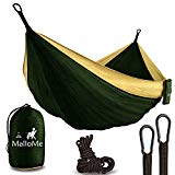 XL Double Parachute Camping Hammock – Tree Portable with Max 1000 lbs Breaking Capacity – Lightweight Carabiners and Ropes Included for Backpacking, Camping, Hiking, Travel, Beach, Yard, 125″ x 79″