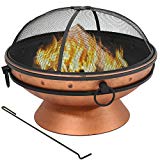 Sunnydaze Large Copper Fire Pit Bowl, Outdoor Round Wood Burning Patio Firebowl with Portable Handles and Spark Screen, 30 Inch Review
