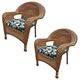 Oakland Living 2-Pack Resin Wicker Arm Chair with Cushion, Natural Oakland Living 2-Pack Resin Wicker Arm Chair with Cushion, Natural