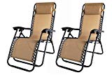 Palm Springs 2X Zero Gravity Chairs Lounge/Outdoor Yard Patio Chairs Tan