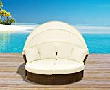 Cheap Outdoor Patio Wicker Furniture Pool Lounge All Weathered Gray Garden Round Double With Canopy Bed Set