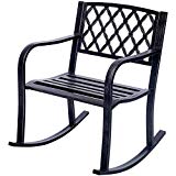 Costway Patio Metal Rocking Chair Outdoor Porch Seat Backyard Glider Rocker Bronze