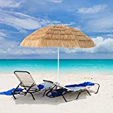 CASUN GARDEN 7ft Hula Thatched Tiki Umbrella Hawaiian Style Beach Umbrella, Natural Color For Sale