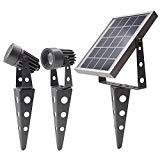 Mini 50X Twin Solar-Powered LED Spotlight (Cool White LED), Gunmetal Finish For Sale