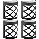 Cheap GIGALUMI Pack of 4 Solar Fence Lights, 6 LEDs Per Light, Waterproof Solar Wall Lights for Outdoor Deck, Patio, Stair, Yard, Path and Driveway. (White)