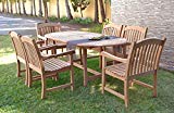 Cheap Amazonia Teak Extendable Oval Newcastle Patio Dining Set, 7 Piece, Brown