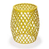 Homebeez Home Garden Accents Wire Round Iron Metal Stripes Stool Side End Table Plant Stand, Hatched Diamond Pattern (Yellow) Review