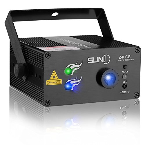 SUNY Laser Lighting for Party DJ Show 40 Patterns Green Blue Laser Lights Blue LED Light Music Laser Projector Sound Activated Remote Control Stage Lighting Dance Bar House Show Decoration Holiday
