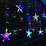 Cheap KISENG LED Flashing Star String Fairy Lights Wedding Curtain String Lights for Bedroom with 6 Free Plug Adapter (Multi Color)