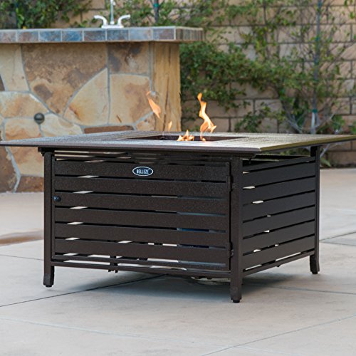 Cheap Belleze 40,000 BTU Square Rust-Resistant Gas Outdoor Propane Fire Pit Table Aluminum with Doors and Cover – Bronze